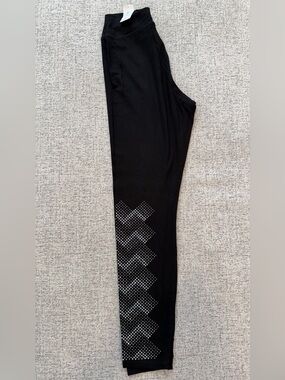 Vocal Black Rhinestone Leggings Women’s Small Stretch Rayon Blend Made in USA
